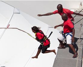 Moses Mabhida Stadium:Take the plunge and try the Big Rush Big Swing - the world's only stadium swing and the largest swing of any kind anywhere as confirmed by the Guinness Book of Records