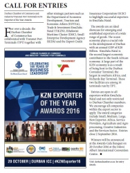 Call for Entries-Durban Chamber of Commerce and Industry/Transnet Port Terminals KZN Exporter of the Year Awards