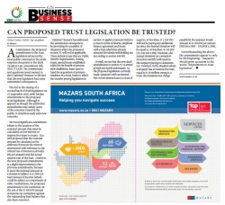 Tertius Troost, CA(SA), Tax consultant at Mazars - Can proposed trust legislation be trusted ?  