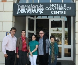 Celebrating the launch of the New Paradigms Conference in Durban in October 2012 are (from left to right): Kevin Bingham (KZNIA Education Chair), Nina Sanders (KZNIA President), Tammy Grove (SAFAL Steel), Rodney Harber (UIA Education Committee) and Georgi