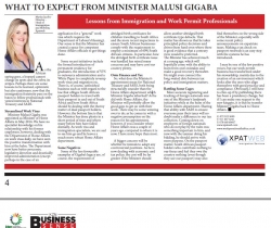 Marisa Jacobs - Director - Head of Immigration and Mobility, Xpatweb : What To Expect From Minister Malusi Gigaba