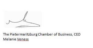 The Pietermaritzburg Chamber of Business, CEO Melanie Veness Signature