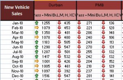 KZN Provincial Treasury - Updated Stats and Statistics for KZN:New Car Sales 2010-2015