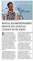 Nozuko Siyothula, KZN Regional Manager - Royal HaskoningDHV hosts its annual Client Function