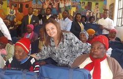 Durban ICC:Former Durban ICC Chief Executive Officer, Julie-May Ellingson and some of the Durban ICC team share the morning with Issy Geshen Home residents. Pictured here are Adelaide Mofokeng (83) and Gladys Thoko Zuma (73). 