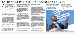 Skhumbuzo Macozoma - Users Must Pay For Roads Says SANRAL CEO