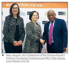 Wan Jiangpin, Vice Chairperson of the Chinese Peopleâ€™s Political Consultative Conference and MEC Sihle Zikalala, (now Premier of KZN)