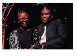 TNPA:The Transformation Award presented to Honey Mambolo, CEO of Thebe Unico, by TNPA GM: Corporate Affairs, Lunga Ngcobo