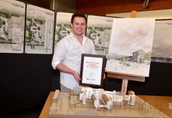 Corobrik:Marco du Plessis, Tshwane University of Technology winner of the Corobrik Architecture of the Year regional event.  Marco designed a healthcare and research facility for natural medicine.
