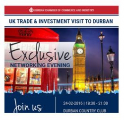 Durban Chamber - UKTI Market visit to Durban - Cocktail evening