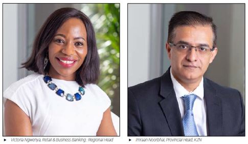 Victoria Ngwenya, Retail & Business Banking : Regional Head and Imraan Noorbhai, Provincial Head, KZN