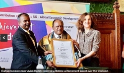 Vivian Reddy gets Lifetime achievement award in London