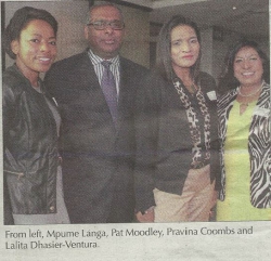 Growth Coalition Breakfast:From left:Mpume Langa, Pat Moodley, Pravina Coombs and Lalita Dhasiar-Ventura