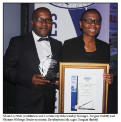KZN Top Business Awards:Nhlanhla Ntuli (Restitution and Community Relationship Manager, Tongaat Hulett) and Nkonzo Mhlongo (Socio-economic Development Manager, Tongaat Hulett)
